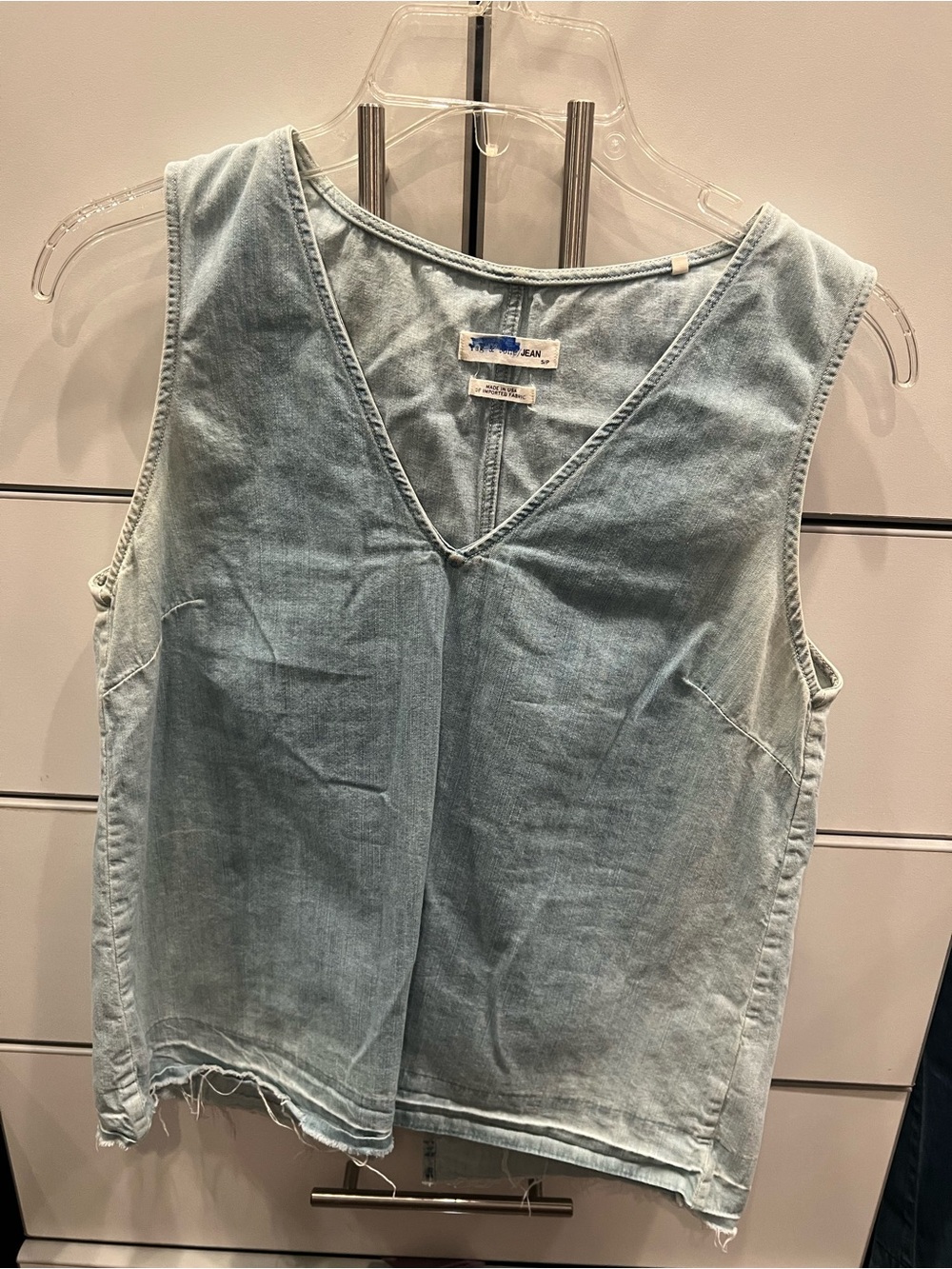 Sleeveless blue denim ragged edge top Rag and Bone Jean top